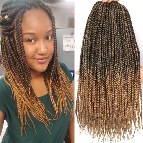 7 Packs Goddess Box Braids Crochet Hair 14 Inch Prelooped Crochet Box Braids Crochet Hair for Black Women Braiding Hair (14 Inch 7 Packs, 1B/27)