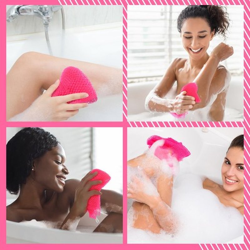 Geiserailie African Long Bathing Net Sponge Long Net Shower Body Scrubber Back Scrubber Skin Smoother Net Bathing Sponge for Daily Use or Stocking Stuffer (Pink)