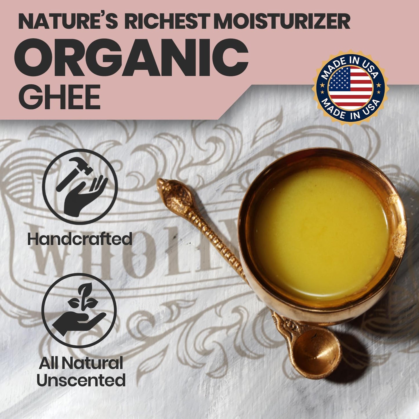Wholly Kaw Organic Ghee, Tallow and Calamine Soap Bar with Natural Ingredients. Clean Label. Unscented. Fragrance free Face & Body - for Men, Women & Teens. Gentle Body Soap for sensitive skin 4.0 oz