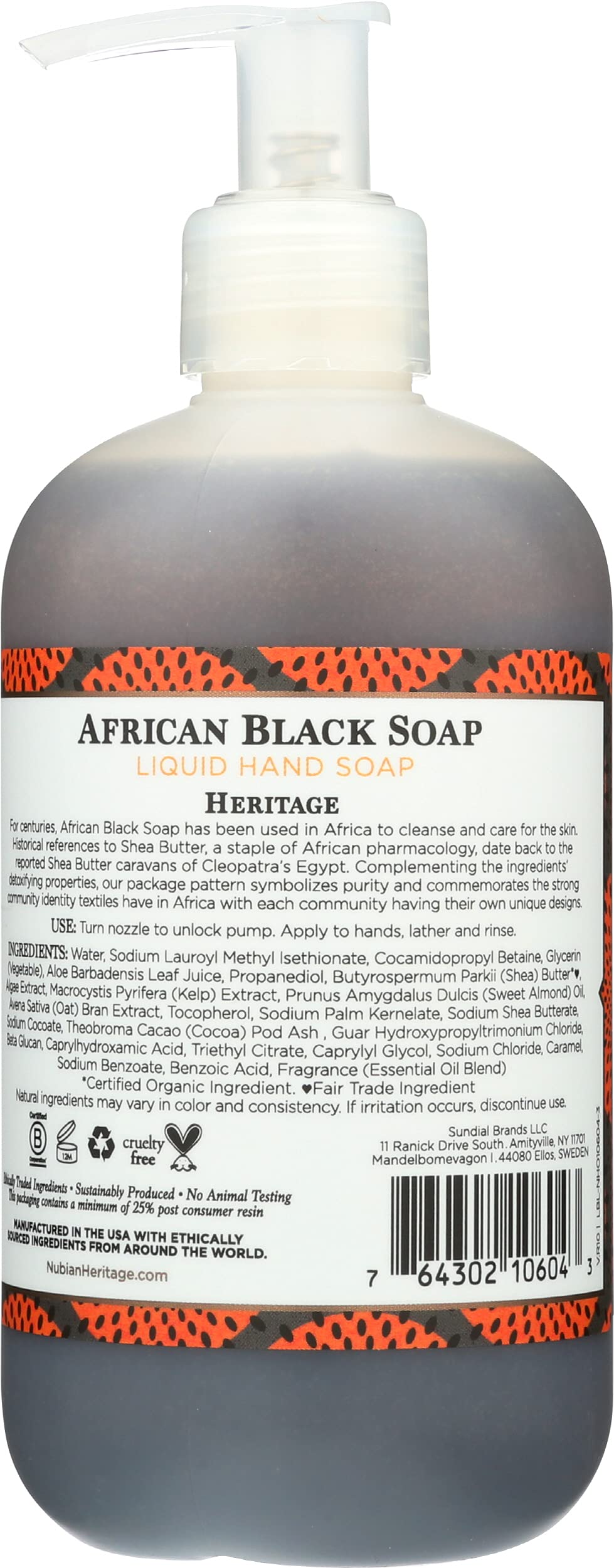 Nubian Heritage African Black Liquid Hand Soap, 12 Fz
