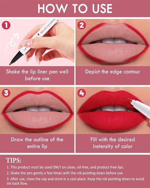 Cool Story Longwear Liquid Lip Liner, Liquid Lip Liner Pen, Matte Lip Stain Marker, 2-in-1 Waterproof Lipstick Lip Liner, Waterproof Quick-Drying Long-Lasting Matte Liquid Lipstick