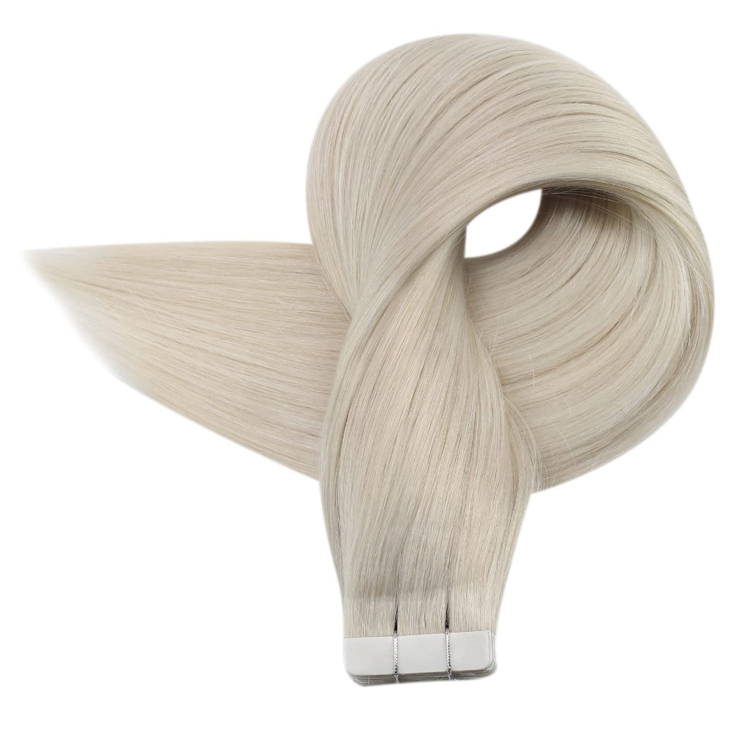 Full Shine Tape in Hair Extensions 12 Inch Tape in Human Hair Extensions 30g Human Hair Extensions Tape in Color 1000 Blonde Seamless Real Hair Extensions Brazilian Double Sided Tape Ins 20PCS