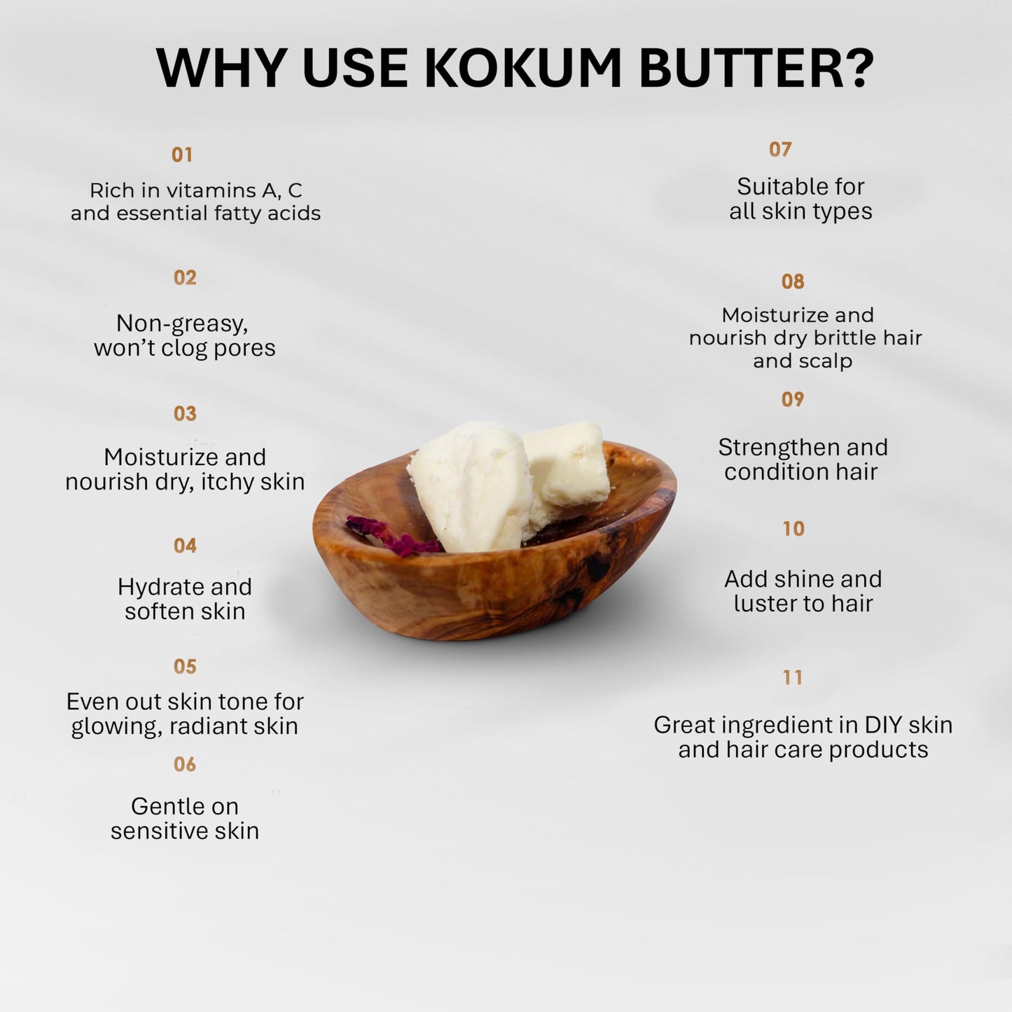 Nourichesse Kokum Butter - 1 LB (16oz) Block. Pure Butter, Great Moisturizer for Skin and Hair. Use in DIY Soap, Balm, and Cream.