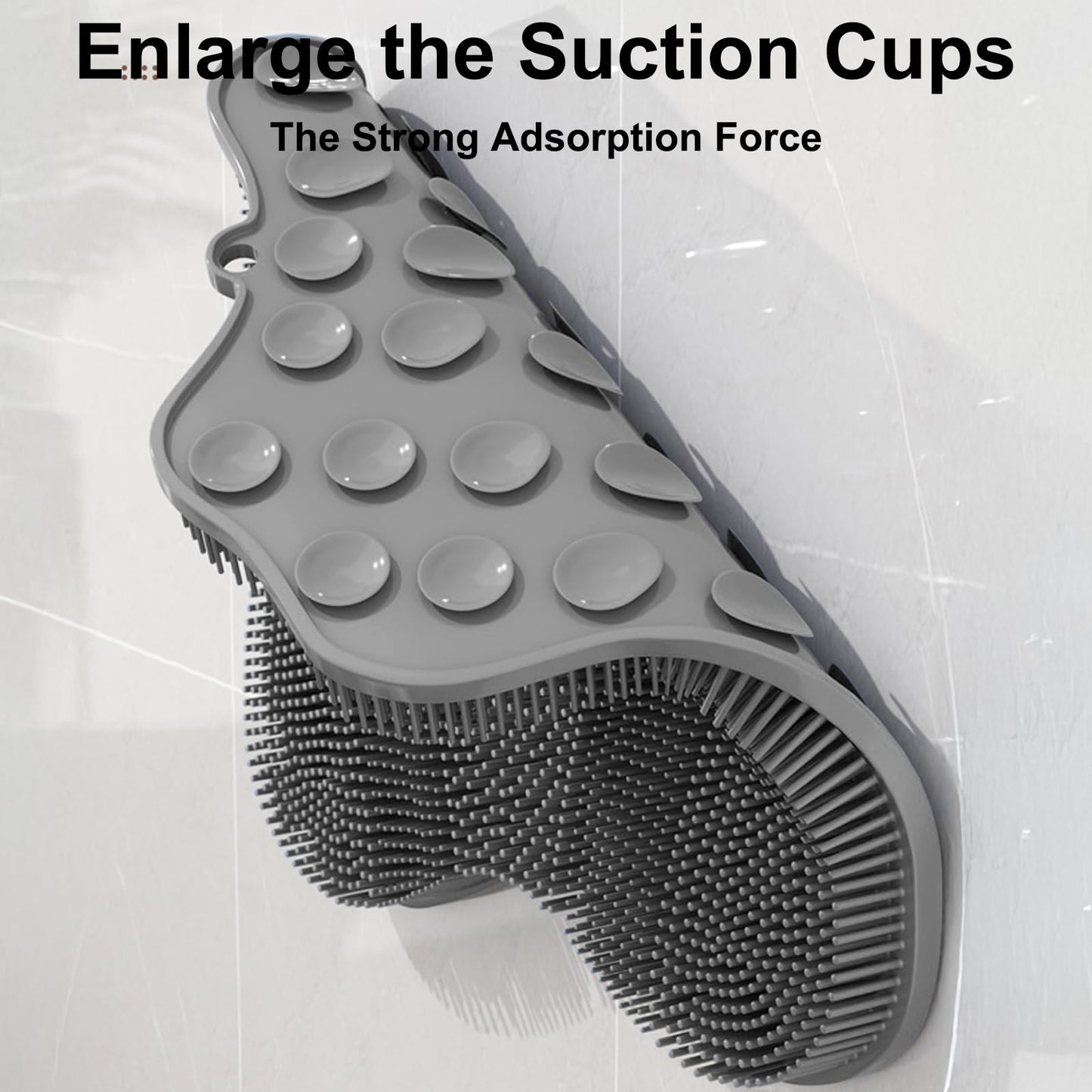 Easkite Shower Foot Scrubber, Shower Foot and Back Scrubber with Suction Cups, Shower Silicone Foot Washer for Exfoliating Massage（Grey）
