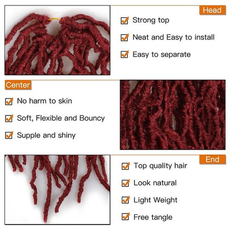ZRQ 24 Inch New Faux Locs Crochet Braids Hair 2Packs Natural Soft Locs Pre-looped Goddess Locs Braiding Hair Red Burgundy Curly Wavy Faux Locs Crochet Synthetic Hair Extensions (24 Inch,bug#)