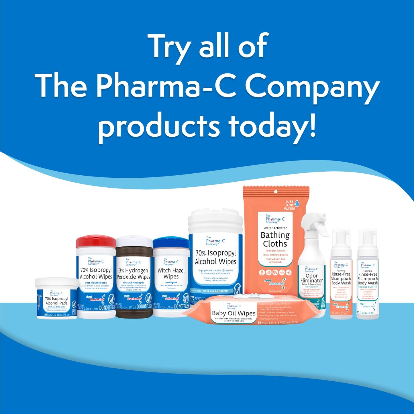 The Pharma-C Company -70% Isopropyl Alcohol Wipes [6 pack - 40ct Canisters] - Bulk IPA First Aid Antiseptic Wound Cleaner with Moisture Lock Lid. For minor cuts, scrapes, and burns.