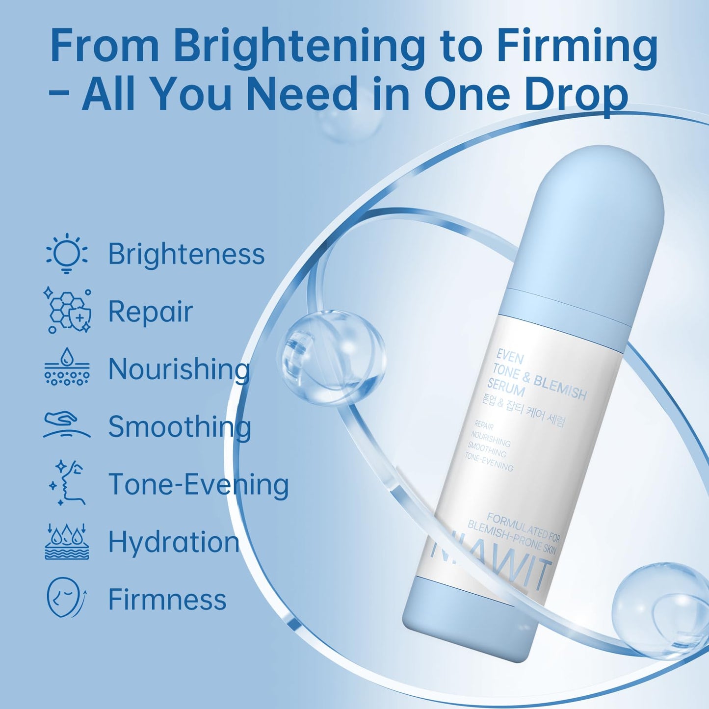 NIAWIT Even Tone & Blemish Serum – Face Serum for Hydrating Skin, Dark Spots, Uneven Tone, Lightweight Hydrating Texture,for All Skin Types, 1 fl.oz / 30ml