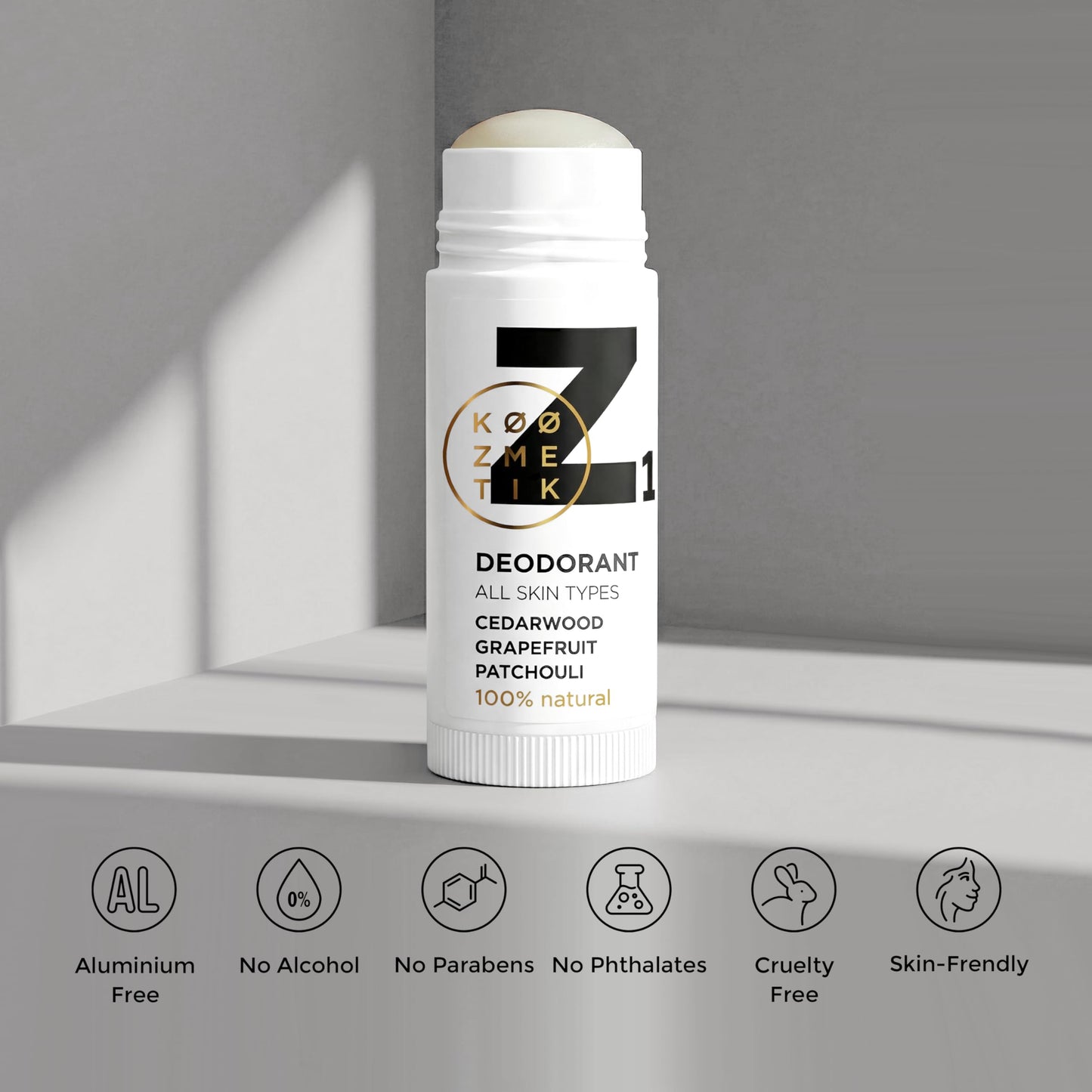 100% Natural Deodorant Stick I Aluminum Free I Chemical Free I Sweat & Odor Protection I Cedarwood,Grapefruit,Patchouli I Natural Skincare Deodorant for Everyday Z1 KØØZMETIK