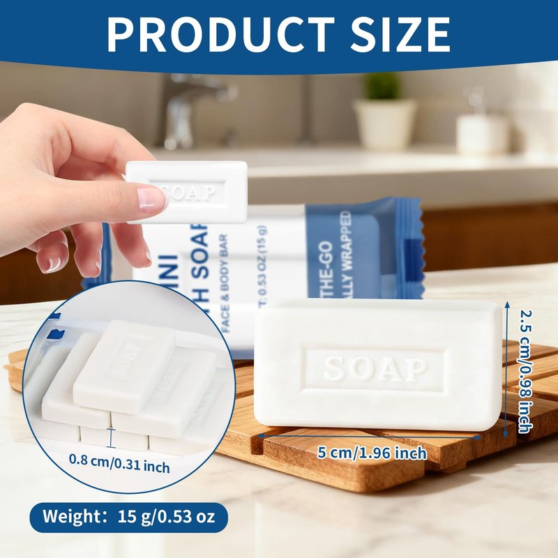 FAOEHN Mini Travel Size Bar Soap in Bulk - Pack of 100,Individually Wrapped 15 g/0.53 oz Disposable Small Hotel Hand Face & Body Soap for Guests,Homeless,Charity,Church,Shelter,Nursing Home