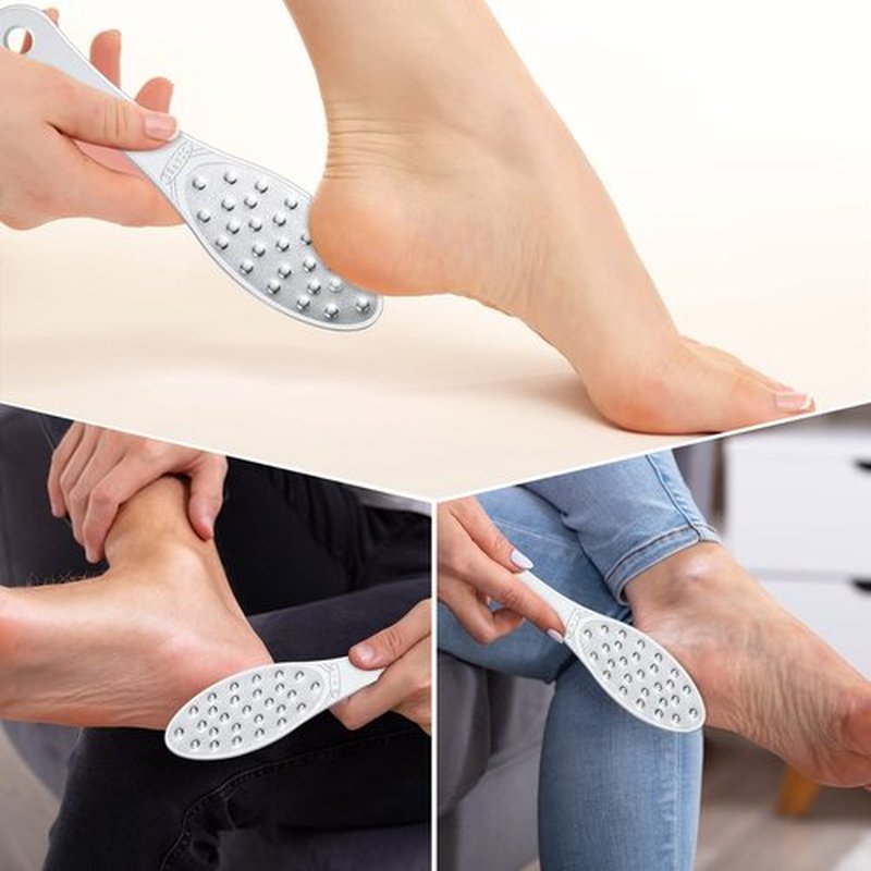 Jutom 1 Pc Stainless Steel Foot Scraper Metal Foot File Double Sided Foot File Callus Remover Professional Foot Rasp Scrubber for Wet or Dry Skin Easy to Clean Pedicure Tool Heel