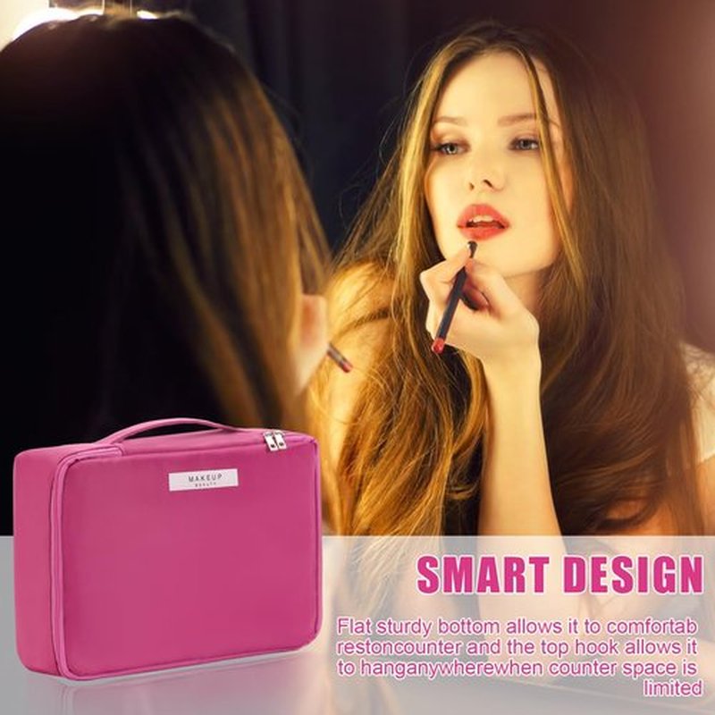 Travel Makeup Bag Cosmetic Bag Makeup Bag Toiletry bag for women and men (Rosy)