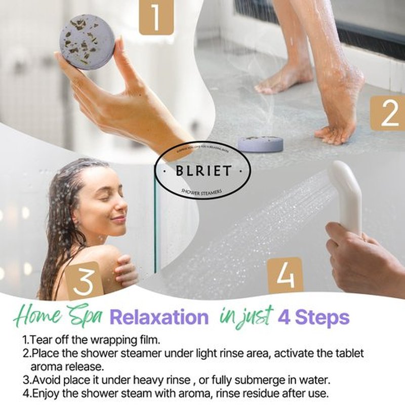 Shower Steamers Aromatherapy BLRIET 8 Pack Gifts for Women, Men, Mom, Teen Lavender Natural Essential Oil Home Spa Self Care Relaxation Stress Relief Shower Bombs Birthday Gifts Stocking Stuffers