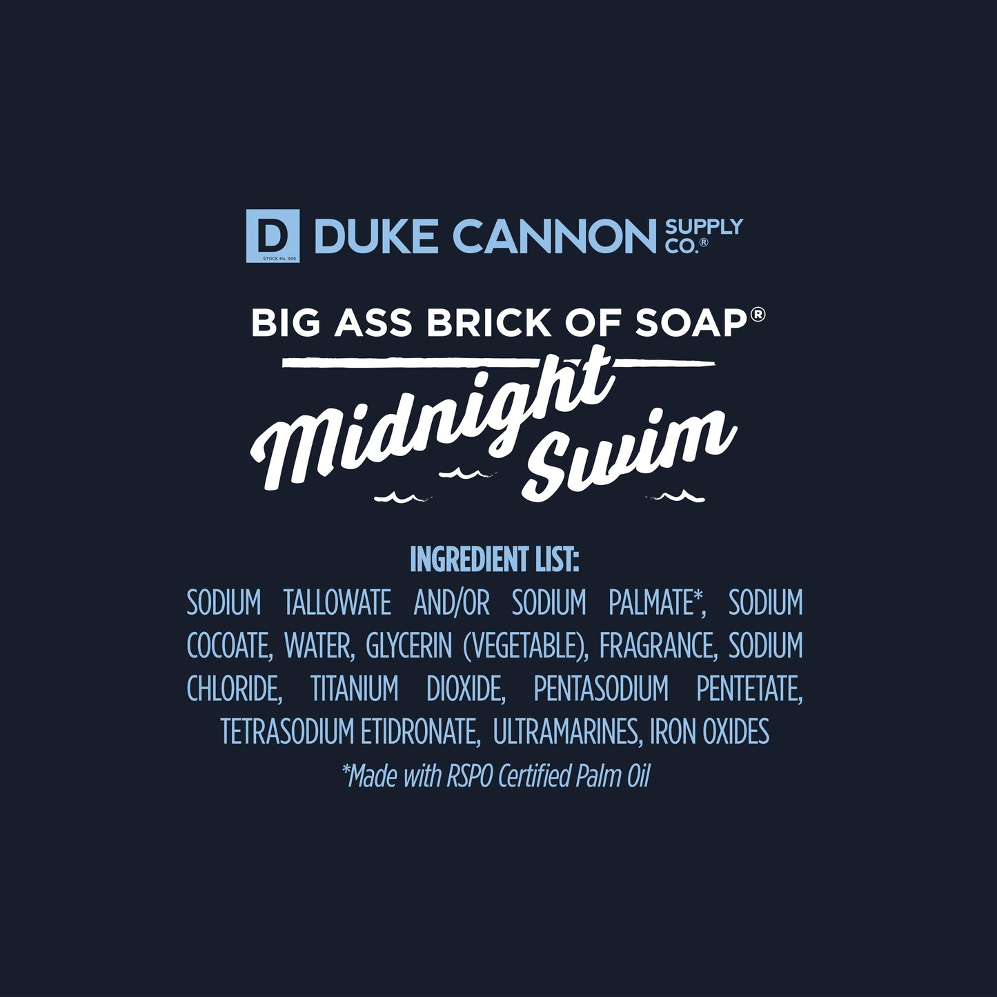 Duke Cannon Big Brick of Soap – Midnight Swim, Premium Men's Soap Bar, Fresh & Invigorating Scent, 10 oz – Long-Lasting, Natural Ingredients, Made in USA