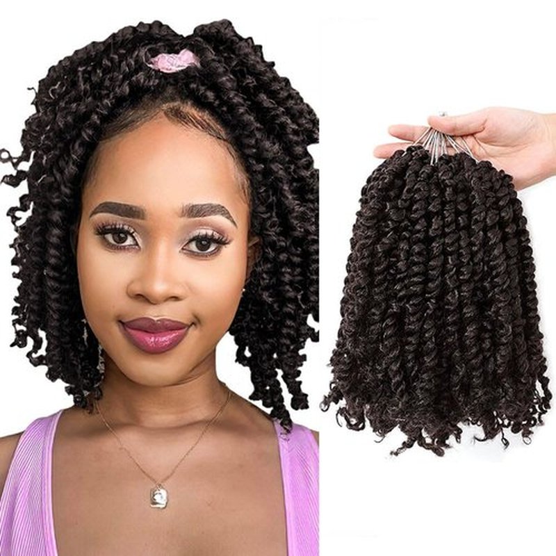 Niseyo 10 Inch Passion Twist Hair Pre-twisted 8 Packs Pre-looped Crochet Passion Twist Crochet Hair Short Braids (4#/Brown)