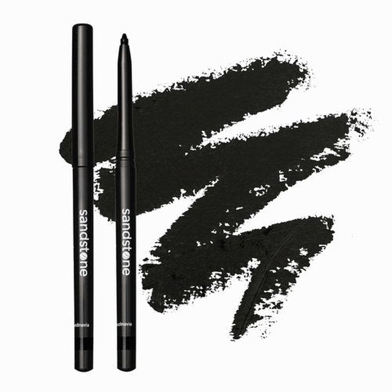 Sandstone Scandinavia Black Waterproof Eyeliner Pencil - Vegan Hypoallergenic Eyeliner for Sensitive Eyes - Smudge Proof Gel Eyeliner Black - Anti-Aging Properties Hypoallergenic Makeup