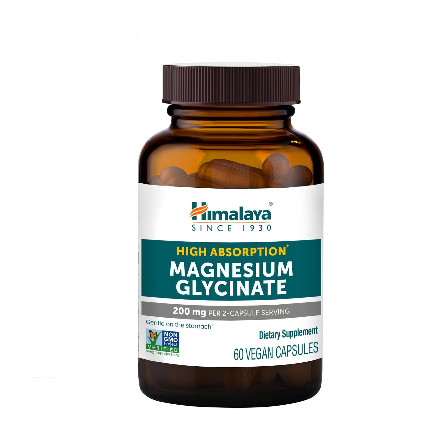 Himalaya Magnesium Glycinate 200mg, 60 Vegan Capsules – High Absorption Supplement for Muscle, Bone Health, Sleep & Relaxation, Chelated, Third-Party Tested, Non-GMO, Gluten-Free