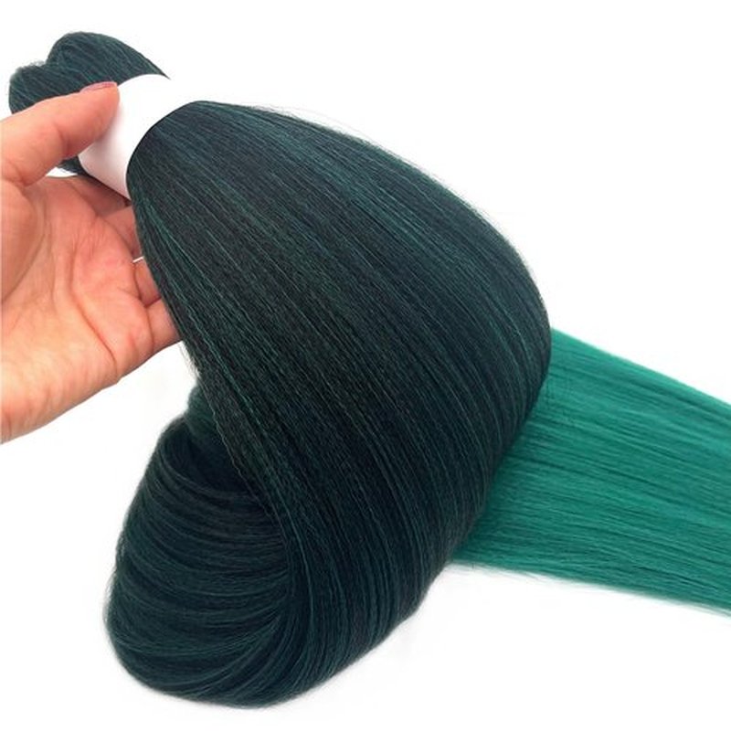 UPruyo 1b Green Pre Stretched Braiding Hair Green Ombre Braiding Hair Pre Stretched Synthetic Hair Extensions for Braiding Box Braids Yaki Knotless Hypoallergenic Prestretched Braiding Hair 26 inch
