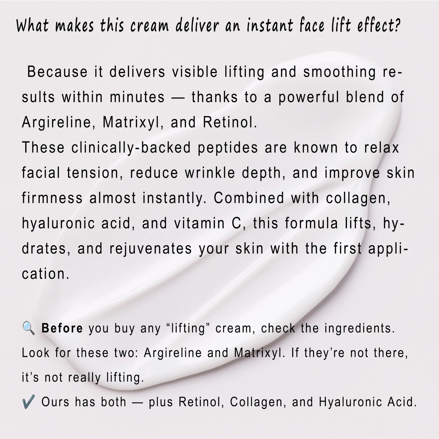 ELEONORE Instant Face Lift Cream, Face Moisturizer, Lotion for Extremely Dry Skin - Face Moisturizer For Aging Skin, Mens face lotion, Clinically Tested. 1.7 Oz