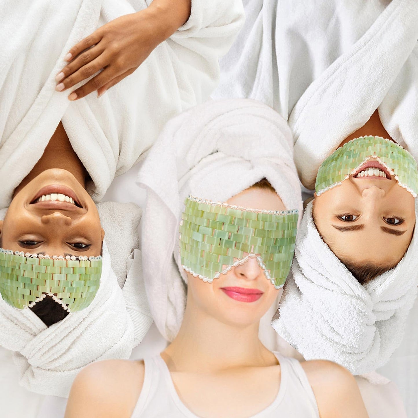LazyGa Jade Eye Mask, Facial Cooling Mask with 100% Real Jade for Hot & Cold Therapy to Reduce Wrinkles, Puffiness, Migraines, and Anti-Aging