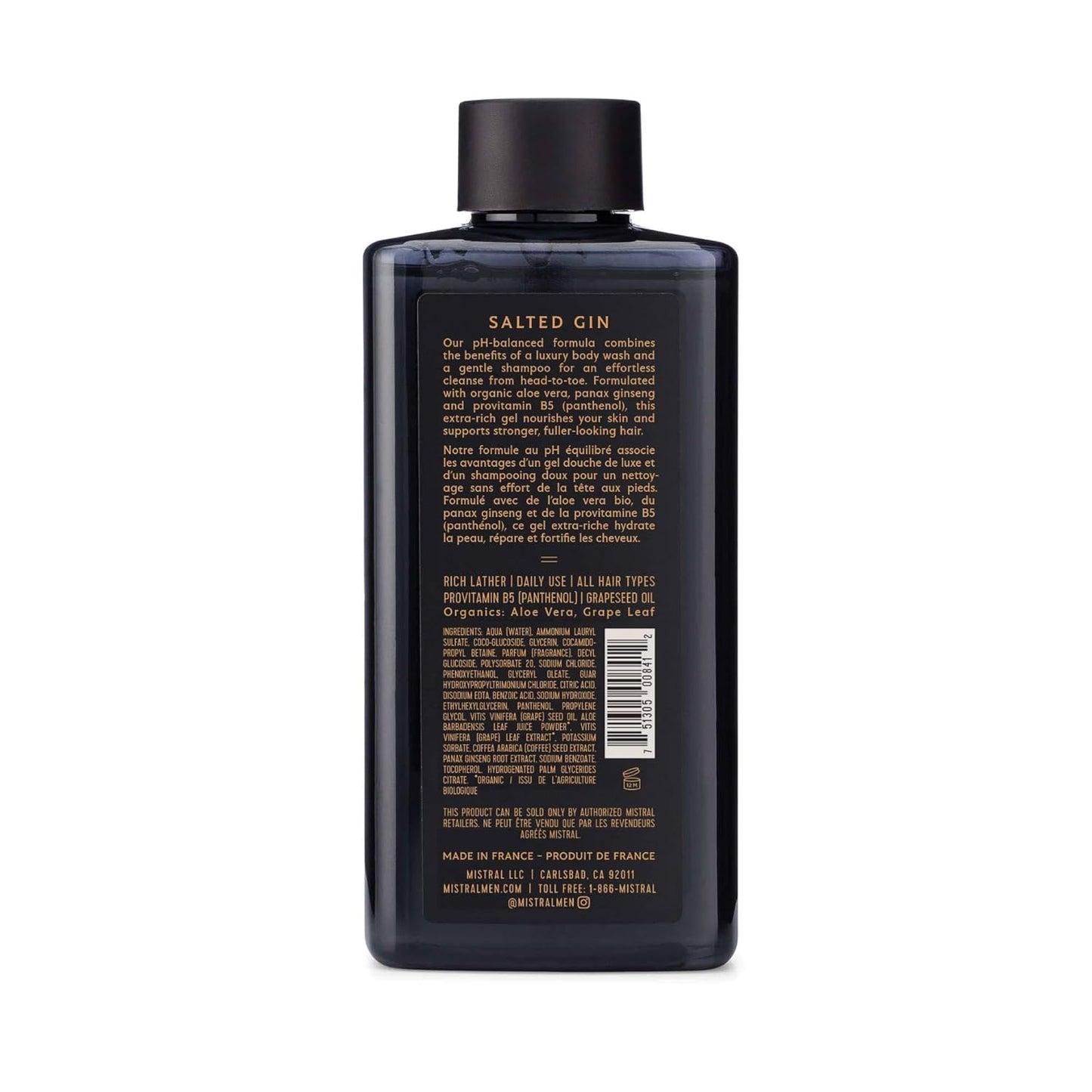 Men's 2-in-1 Body Wash & Shampoo - Black Amber, 13.5 oz | Natural, SLS & Paraben Free