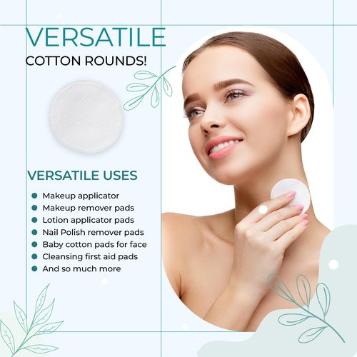 R-Neu Premium [Turkish] Cotton Rounds, 400 Count, Stitched, Waffle Textured, 100% Pure & Natural Cotton Pads for Face, Hypoallergenic Makeup Remover (4 Pack of 100)