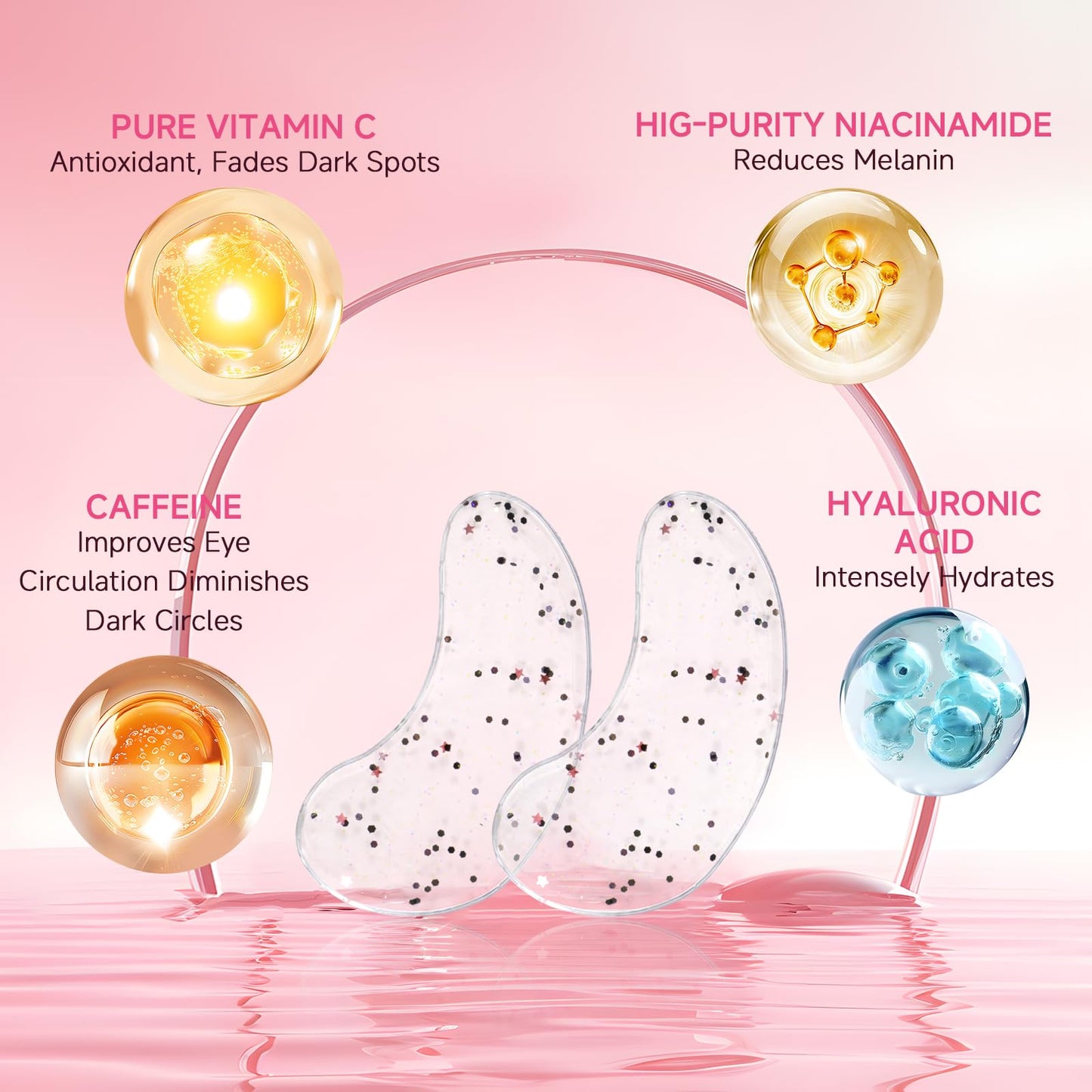 POSTA 20Pairs/40Pcs Collagen Under Eye Patches, Glitter Under Eye Mask for Dark Circles and Puffiness, Hydrating Eye Skincare Reduce Wrinkles and Fine Lines, Eye Gels Pads for Beauty Personal Care