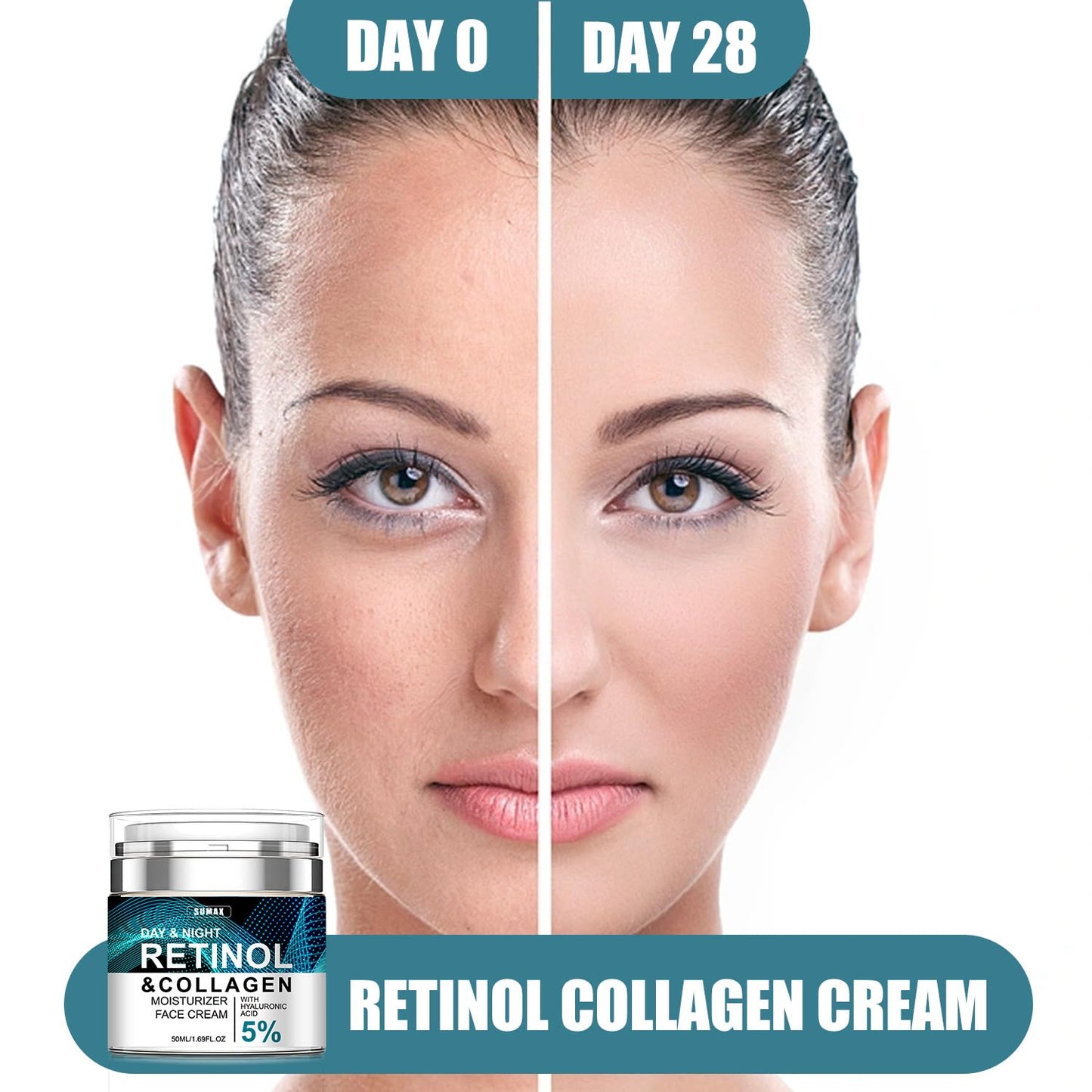 Advanced Retinol Collagen Cream for Face with 5% Hyaluronic Acid Anti-Aging Anti-Wrinkle Reduce Fine Lines Lifting and Firming For All Skin Types 1.7 fl.oz