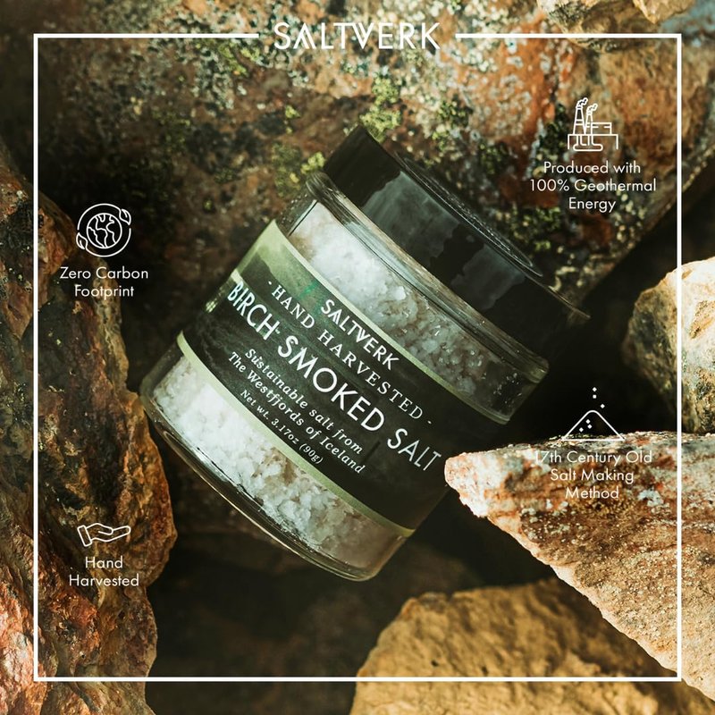 Saltverk Sea Salt - Gourmet Birch Smoked Icelandic Sea Salt - 3.17 Oz Natural Flavor Enhancer