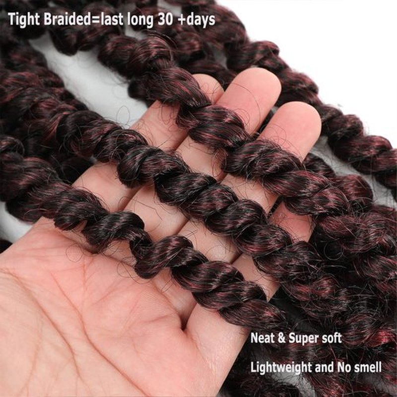 Burgundy Pretwisted Passion Twist Crochet Hair Pre-Looped 14 Inch 8 Packs Short 1B/Bug Crochet Passion Twist Hair Pre Twisted Red Crochet Hair for Black Women