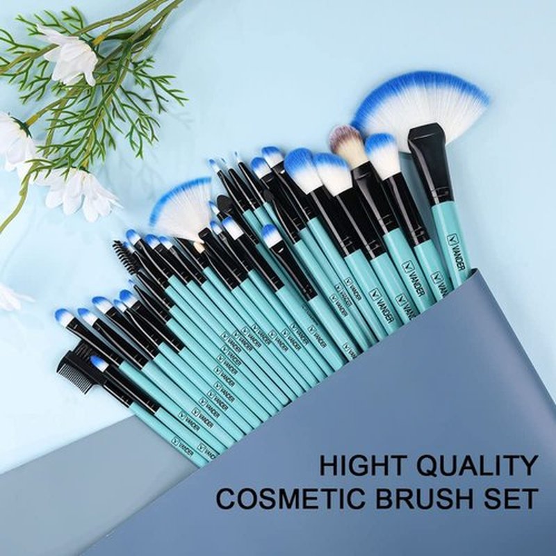 Make up Brushes, VANDER Professional 32pcs Makeup Brush Set, Makeup Brushes Set Foundation Blending Cosmetic Brush Set Kit,Blue（Cosmetic bag not included）
