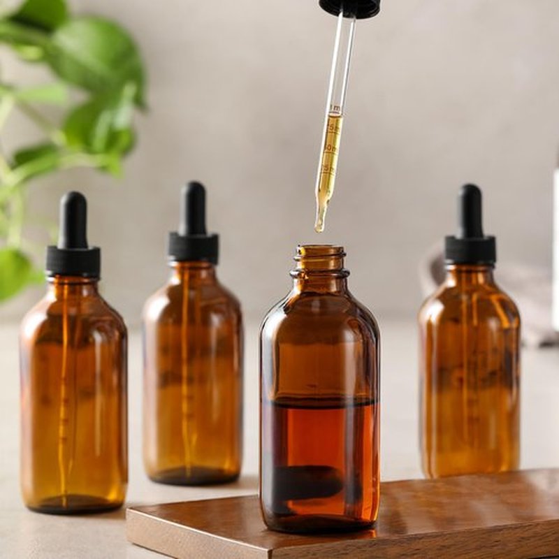 4 Pack 100ml Glass Dropper Bottles with Measured Dropper - 3.4oz Dark Amber Tincture Bottles with Calibrated Glass Eye Dropper (1ml), Leakproof Essential Oil Bottles for Health, Personal Care & Beauty