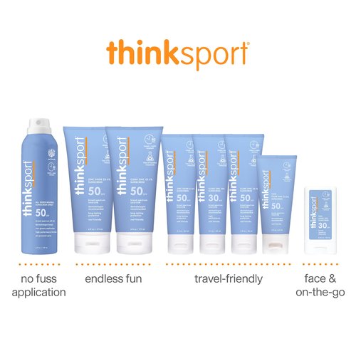 Thinksport SPF 50+ Mineral Sunscreen – Safe, Natural Sunblock for Sports & Active Use - Water Resistant Sun Cream –UVA/UVB Sun Protection – Vegan, Reef Friendly Sun Lotion, 6oz