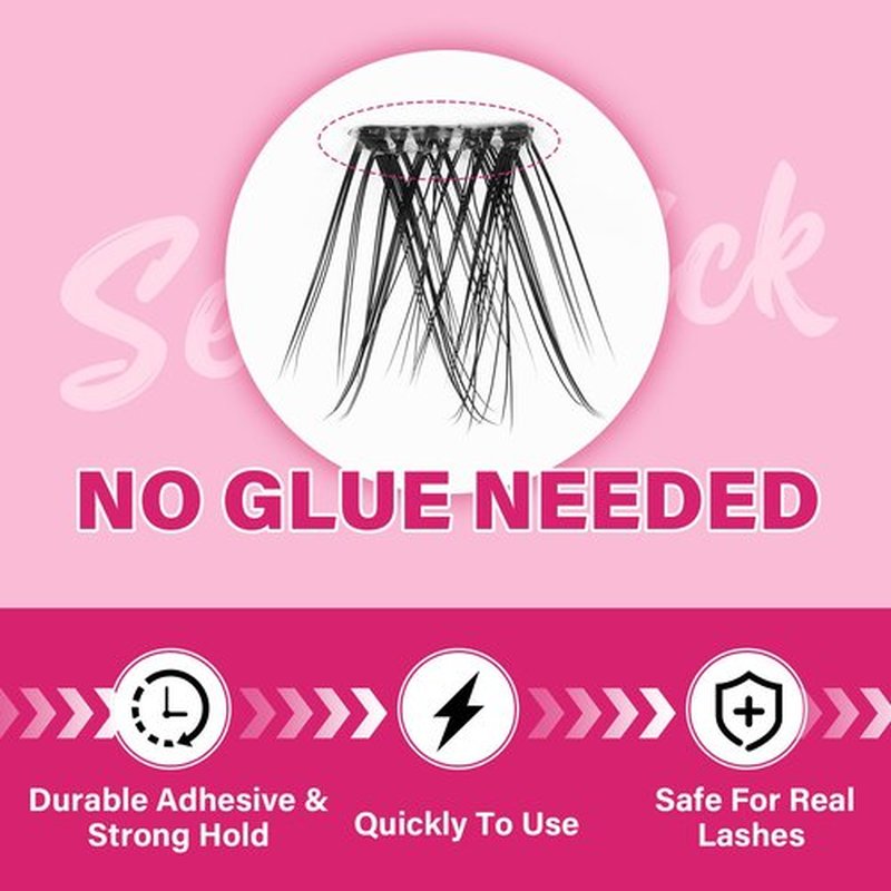 Self Adhesive Eyelashes 40Pcs Lash Clusters Press On Self Stick Lashes Reusable Self-adhesive Eyelash Clusters No Glue No Remover 1 Step Lashes Pre Glued Cluster Lashes Easy to Use(Jasmine,D-8-16mix）