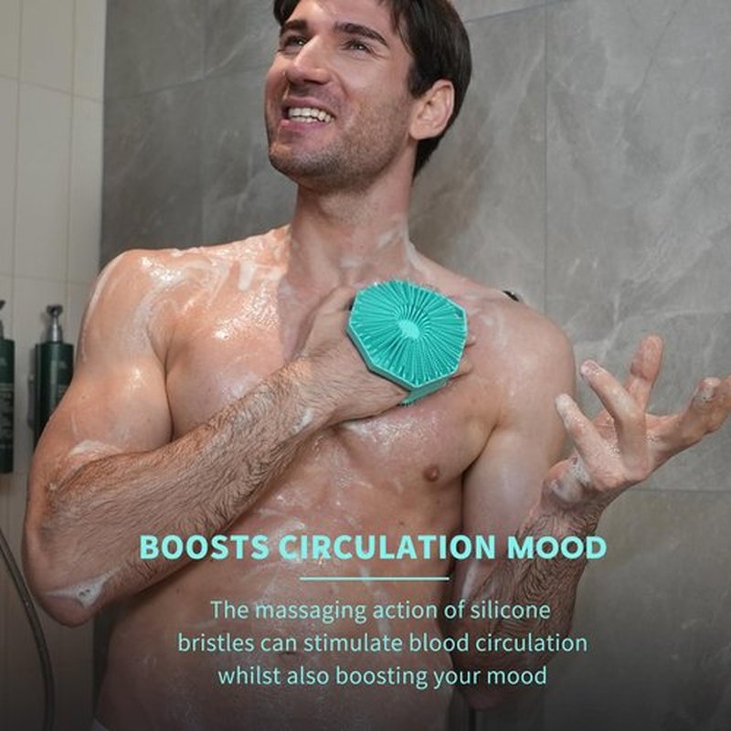 iTokGoK® Premium Silver-Infused 2-in-1 Silicone Body Scrubber, Double-Sided Design Body Brush Silicone Body Scrubber Exfoliating Body Brushes for All Skin for Showering, Lathers Well - Mint Green