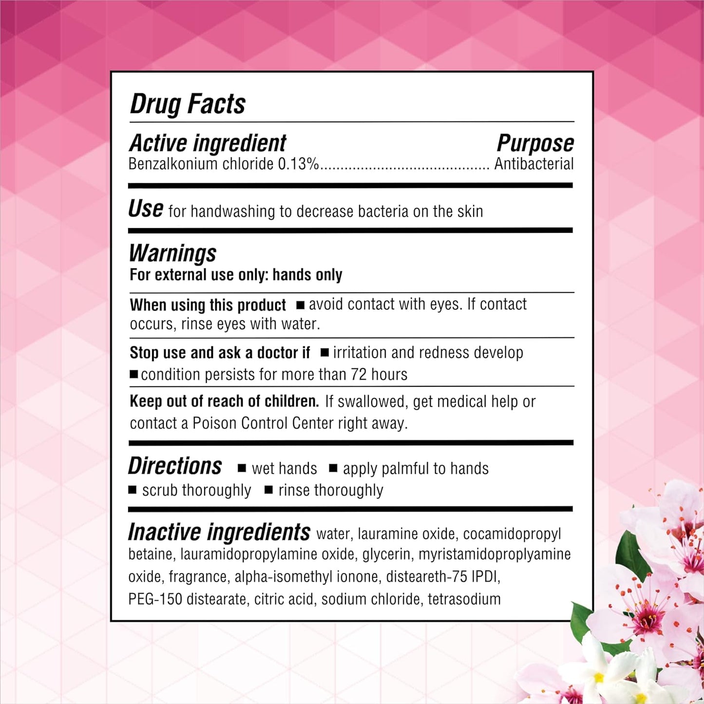 Germ-X Antibacterial Hand Soap, 12 Oz (Pack 4), Moisturizing Liquid Hand Wash for Kitchen or Bathroom, pH Balanced & Dermatologist Tested, Jasmine & Cherry Blossom Scent, Pump Bottle