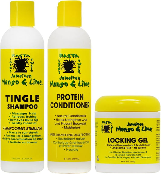 Jamaican Mango & Lime Tingle Shampoo & Protein Conditioner Set with Locking Gel - 8 oz & 6 oz