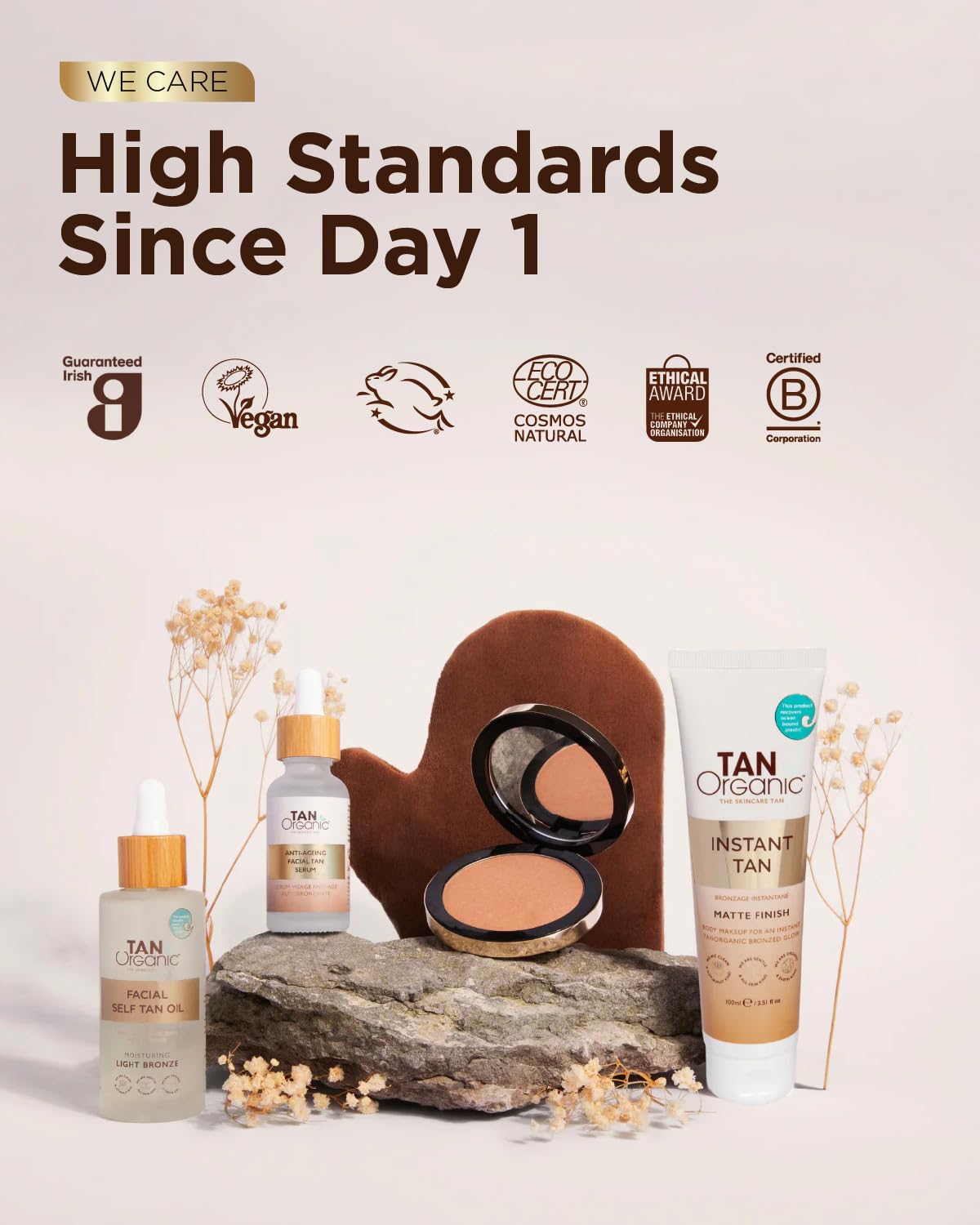 TanOrganic Instant Self Tan 100ml | Matte, Quick-Drying & Water-Resistant | For Face & Body | No Fake Tan Smell | Hydrating & Nourishing Formula