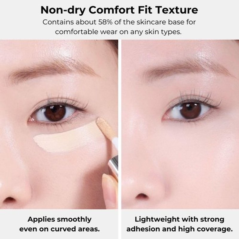 ABOUT TONE Skin Layer Cover Fit Concealer 5 Colors - Ultra Adherence Super Comfort Fit Liquid Concealer 24 Hours Long-Lasting Lightweight Coverage Vegan Korean Face Makeup (21 WARM LIGHT, 0.2)