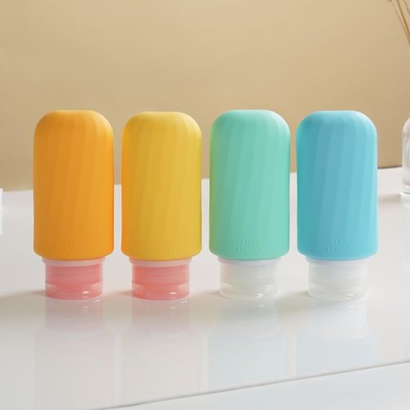 Portable Silicone Travel Bottles Set for Toiletries, 4 Pack TSA Approved Travel Size Containers with Toiletry Bag, 3oz Leak Proof Refillable Liquid Travel Accessories for Shampoo Conditioner…