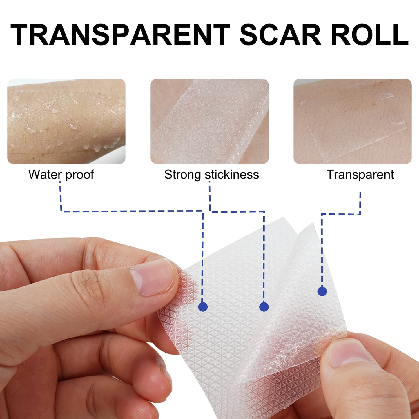 Silicone Scar Sheets (1.6” x 120”), Clear Gel Silicone Scar Tape, Invisible Medical Grade Scar Silicone Strips, Transparent Advanced Removal Scar Patches for C-Section, Keloids, Burn, Acne