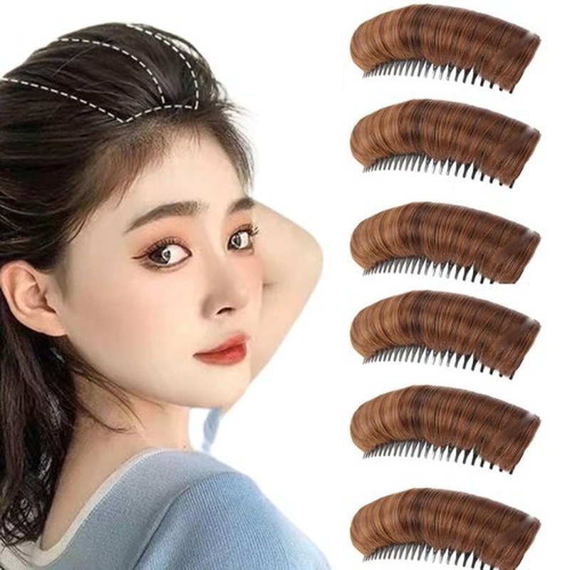 Invisible Fluffy Hair Pad, 3 6 PCS 5in Invisible Hair Clips, Hair Bump Clip for Volume for Women Girls, Fluffy Hair Pad Styling Insert Tool, Heighten Hair (Brown, 6pcs)