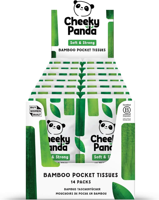 Bamboo Facial Tissue - Eco-Friendly Travel Packs | 14 Plastic-Free Tissue Packs with 140 Soft Pocket Tissues
