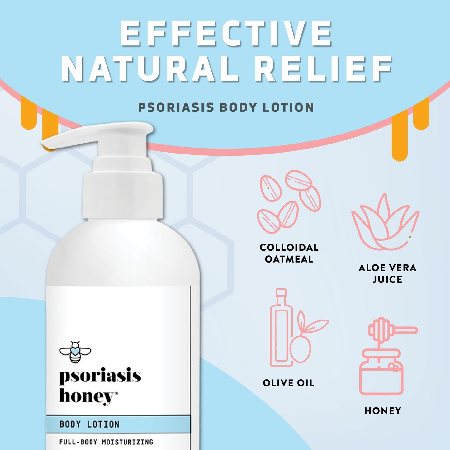 PSORIASIS HONEY Daily Moisturizing Body Lotion, for Itching Skin (16 oz)