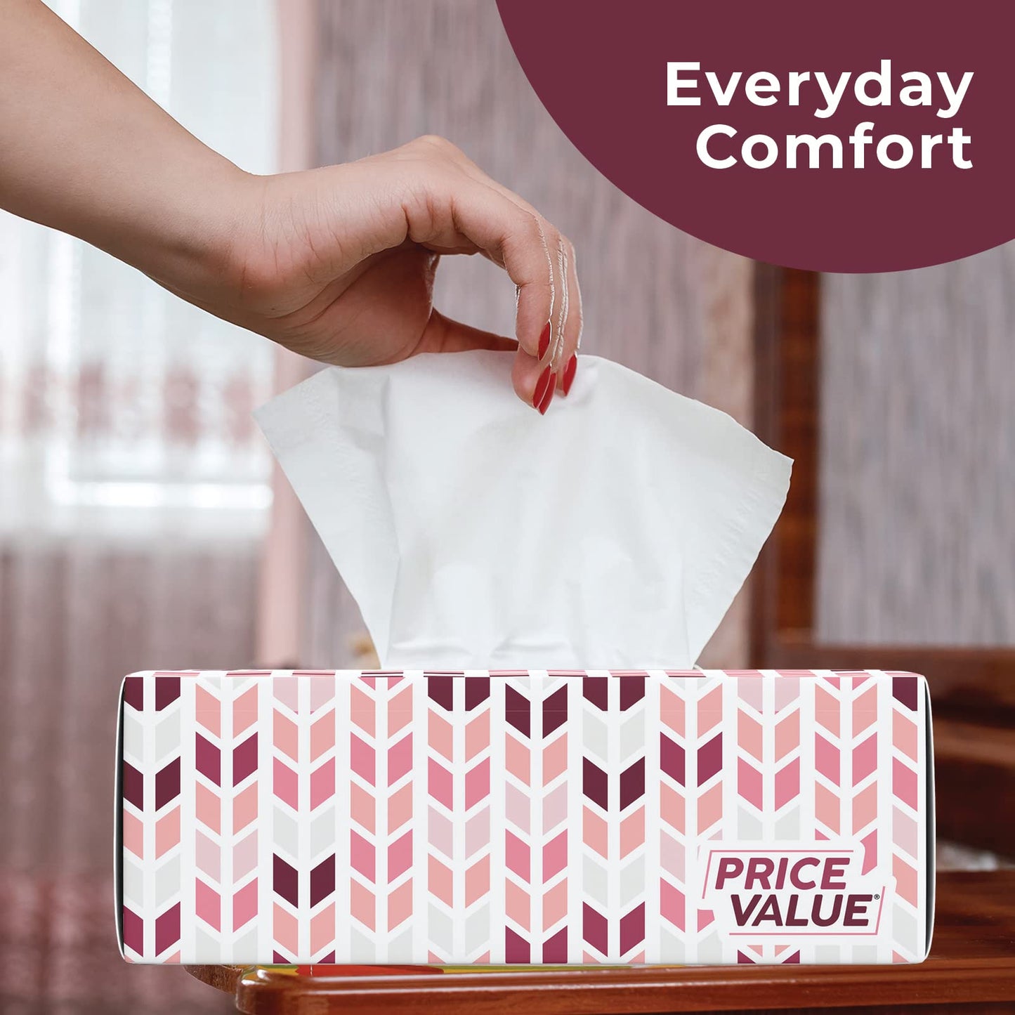 Price Value Facial Tissues, 2-Ply Soft Facial Tissue - 4 Boxes, 230 Sheets Per Box (920 Total Sheets), Gentle & Durable Tissue Boxes Bulk for Home, Office & Travel