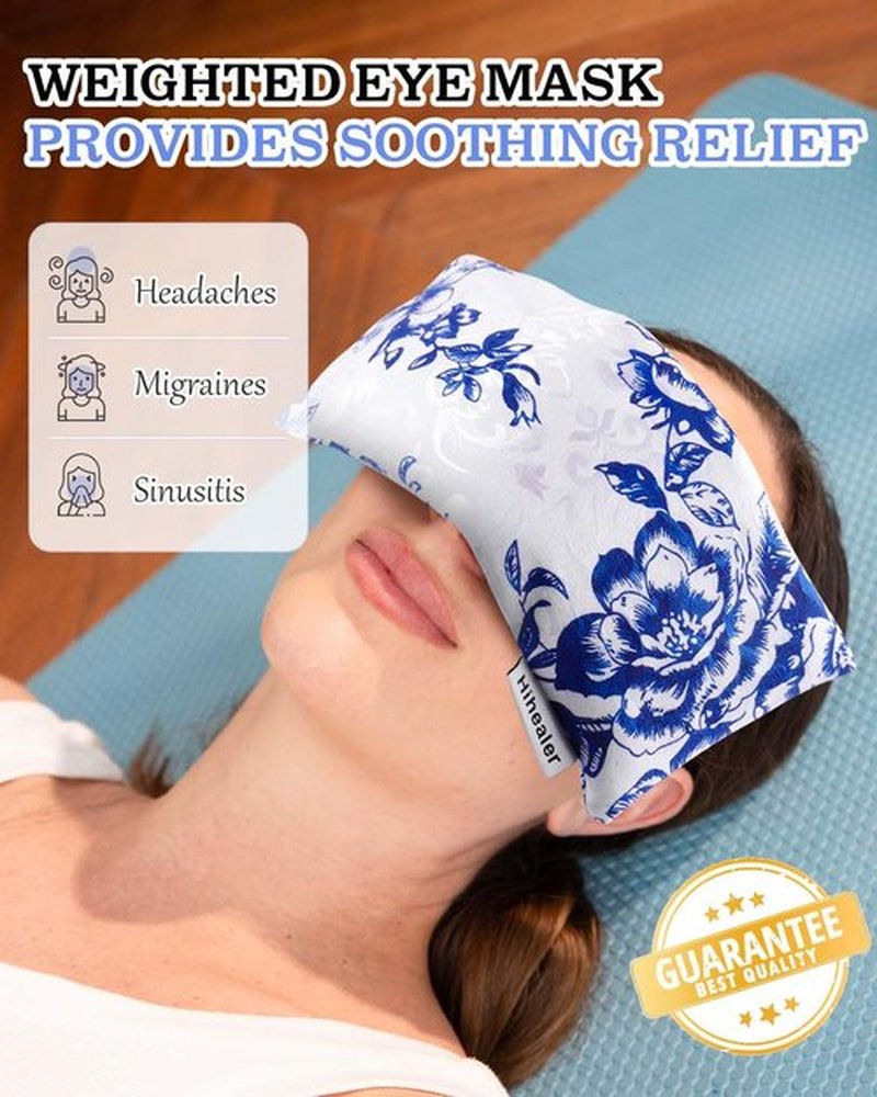 Hihealer Weighted Eye Mask for Sleeping, 5x9 Inches with Lavender Aromatherapy - Moist Heat Eye Compress, Eye Pillow for Yoga, Meditation, and Headache Relief, Relaxation Gift for Women