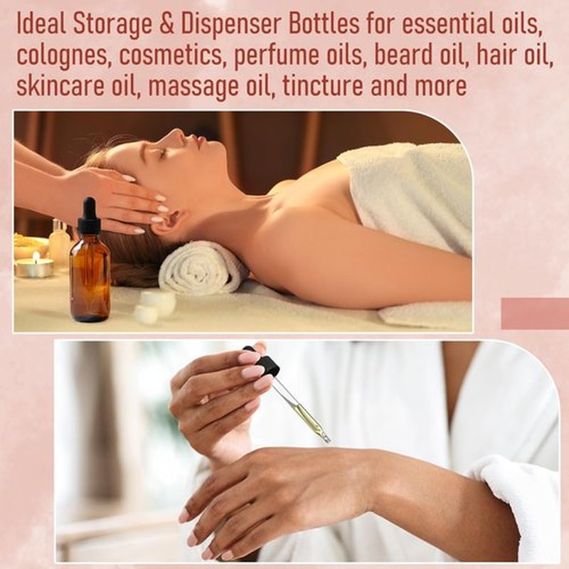 AOZITA 4 Pack, 100ml Dark Amber Dropper Bottles with 1 Funnels & 4 Labels - 3.4oz Brown Glass Tincture Bottles with Eye Droppers for Essential Oils, Liquids - Leakproof Travel Bottles