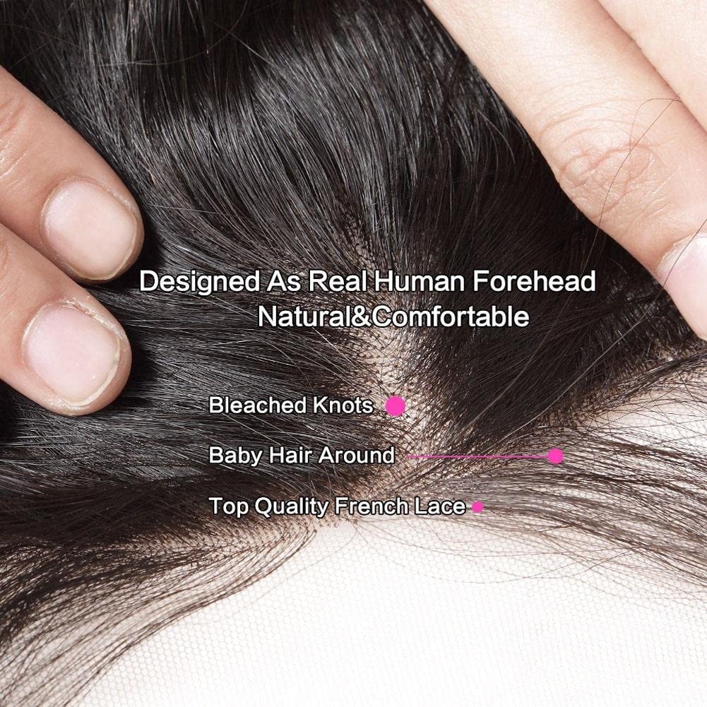 Greatremy Brazilian Virgin Human Lace Frontal Closure with Free Part Baby Hair Ear To Ear Body Wave 13"x4" Density Natural Color 20inch