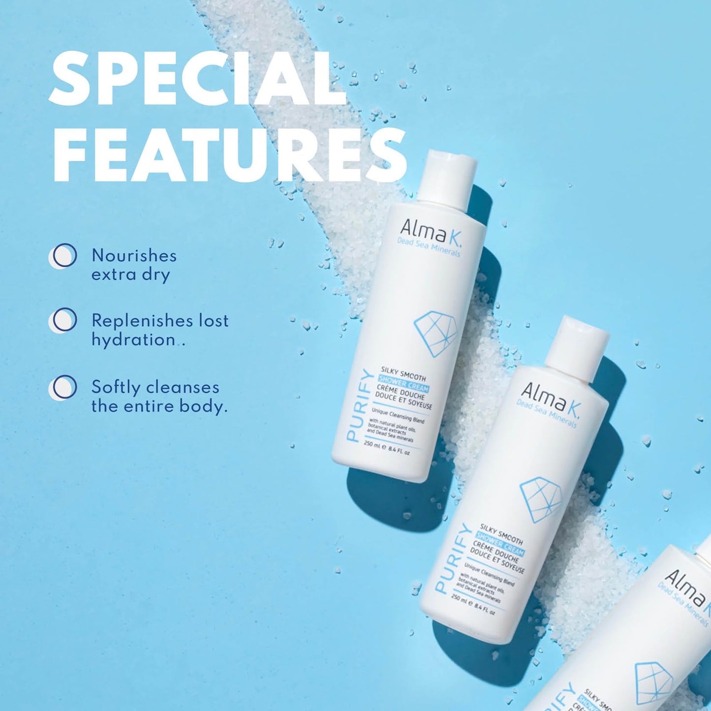 ALMA K Silky Smooth Shower Cream - Moisturizer with Dead Sea Minerals - White Tea and Neroli Scent - Body Cream - Body Skin Care Products - 8.4 oz