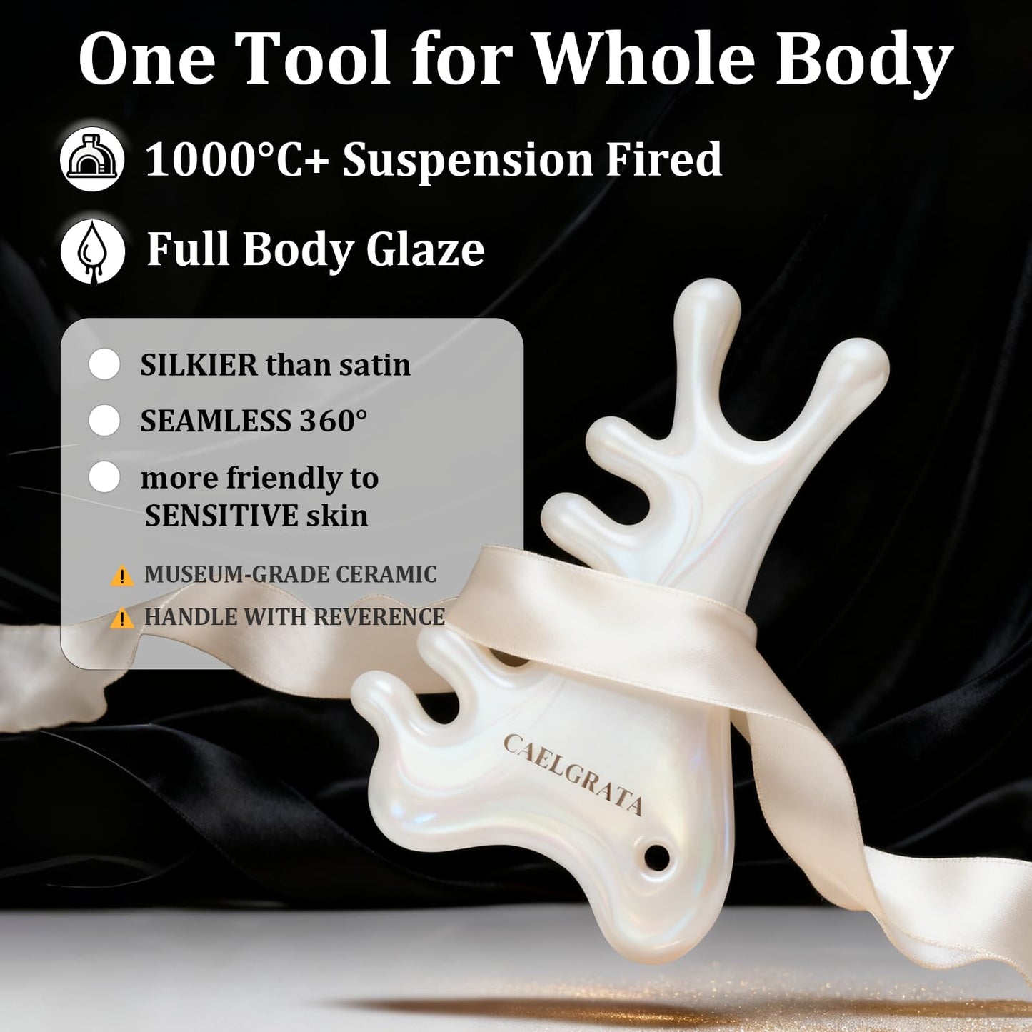 6-in-1 Ceramic Gua Sha Tool for Body & Face, Lymphatic Drainage, Trigger Point, Face Sculpting, Whole Body Relaxation & Stress Relief at Home, Portable Self-care Gifts for Women with Cellulite