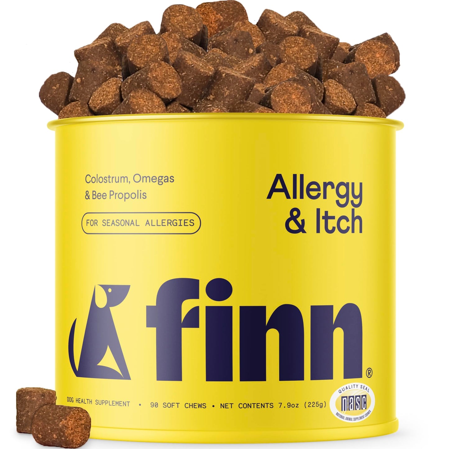 Finn Allergy & Itch Soft Chews for Dogs | Colostrum & Bee Propolis | 90 Ct
